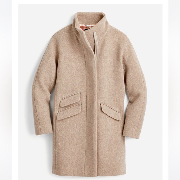 J. Crew Cocoon coat in Italian stadium cloth wool blend in Sandstone